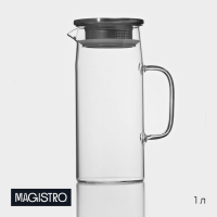 Кувшин для воды стеклянный с металлической крышкой Magistro &laquo;Богема&raquo;, 1 л, 9&times;21 см, с крышкой, цвет крышки серебряный