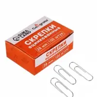 Скрепки 28мм оцинкованные в картонной коробке 100 штук