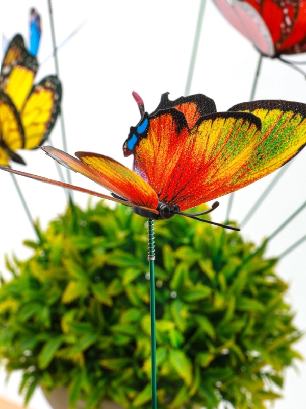 Набор штекеров "Бабочки двойные с блестками" в наборе 15шт, 10см