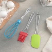 Набор для выпечки Доляна &laquo;Лёд. Макси&raquo;, 3 предмета: лопатка 24 см, кисть 22 см, венчик 26 см, цвет МИКС