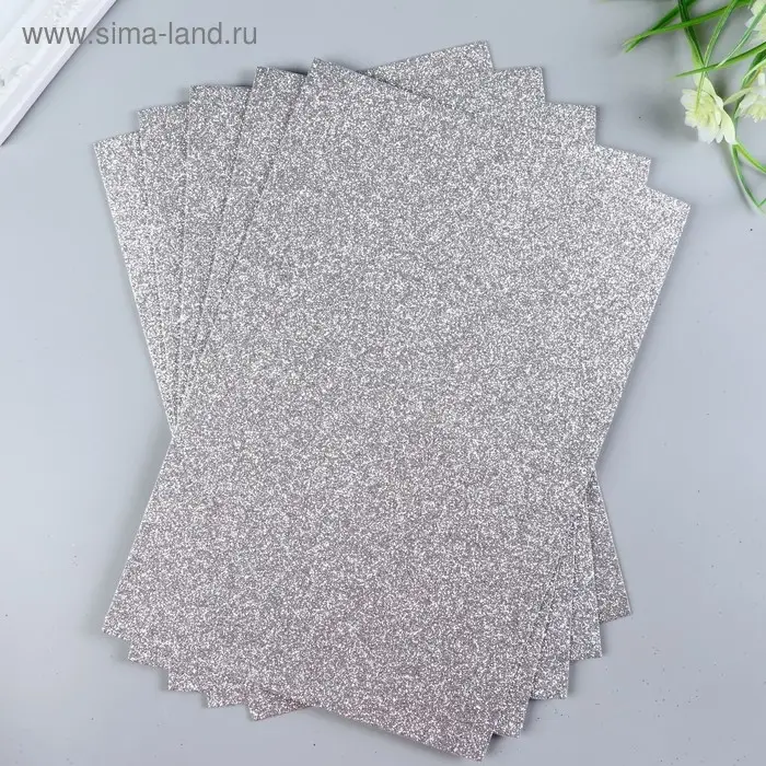 Фоамиран глиттерный Magic 4 Hobby 2 мм цв. серебро, 20&times;30 см