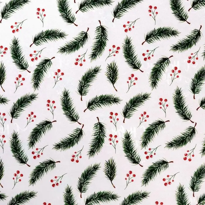Упаковочная бумага на новый год глянцевая двусторонняя &laquo;Новогодние ветви&raquo;, 70 х 100 см