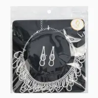 Набор 2 предмета: серьги, колье со стразами &laquo;Лёд&raquo;. d=13.5 см, белый в серебре