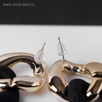 Серьги металл &laquo;Цепь&raquo; диагональ, 2 полых ромба, цвет золотисто-чёрный