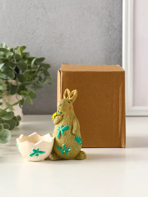 Сувенир полистоун подставка "Зайчики пасхальные" набор 2 шт 5,3х10х10 см