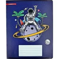 Тетрадь 12 листов, в линейку &laquo;Космическое приключение&raquo;, мелованный картон, МИКС