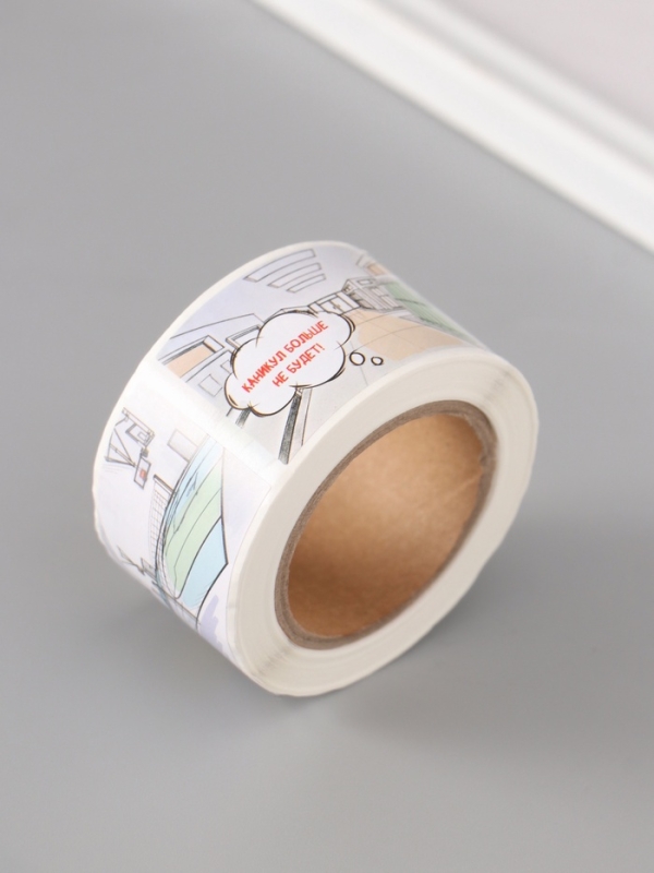 Наклейка бумага "Аниме. Школа" 3х5 см 200 шт в рулоне