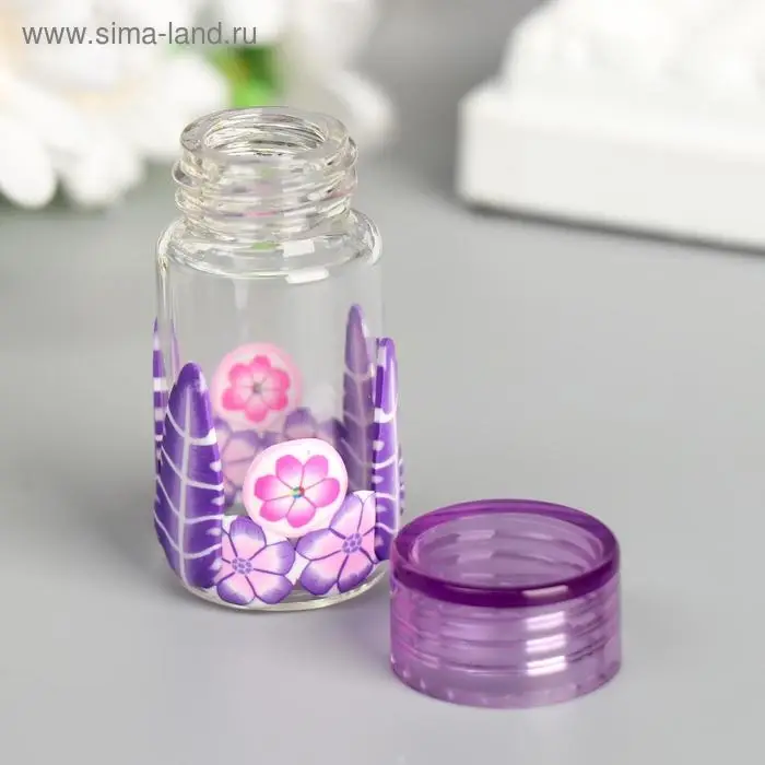 Баночка для скрапбукинга стекло "Цветочная" МИКС 5х2,2х2,2 см