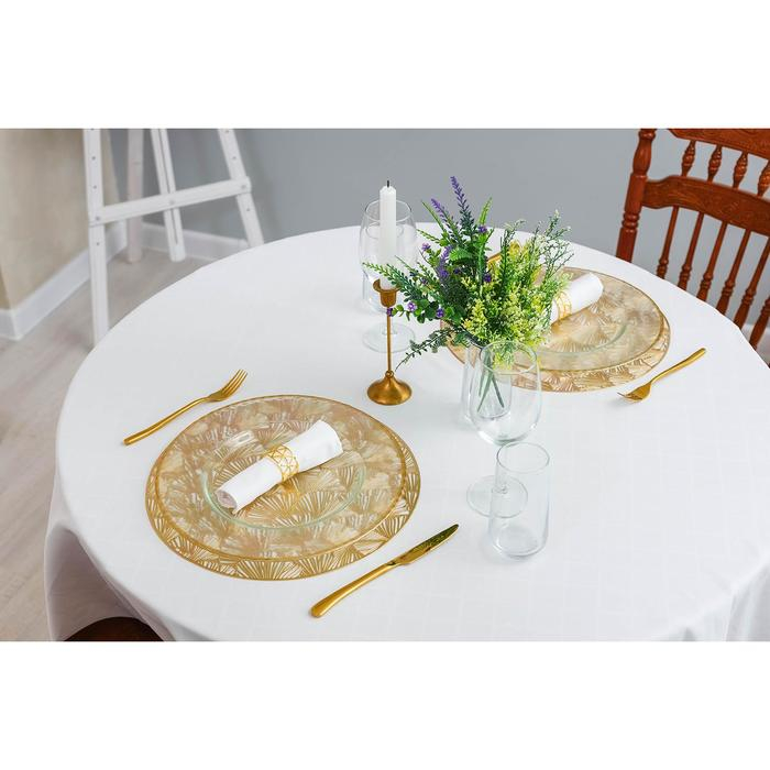 Салфетки сервировочные на стол Доляна &laquo;Веер&raquo;, d=38 см, 4 шт, цвет золотой