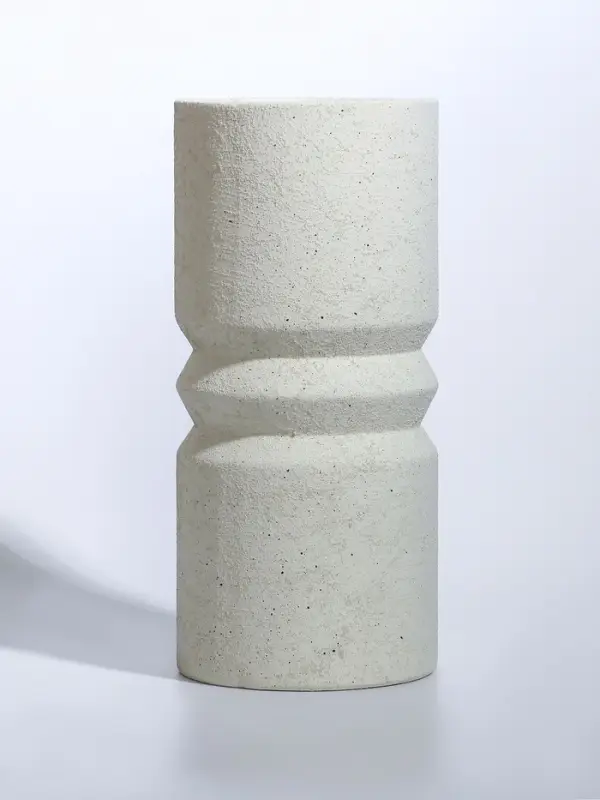 Ваза керамика настольная "Бэрри" прямая кольца, h=24,5 d=11 см, белый