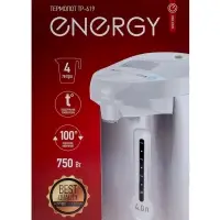 Термопот Energy TP-619, 750 Вт, 4 л, серебристо-белый