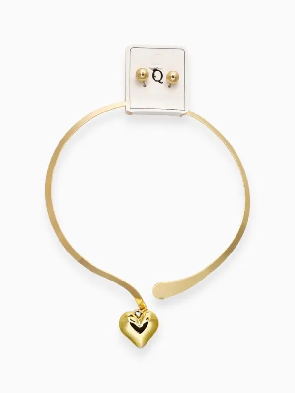 Набор 2 предмета: серьги, чокер &laquo;Обруч&raquo; сердце, цвет золото
