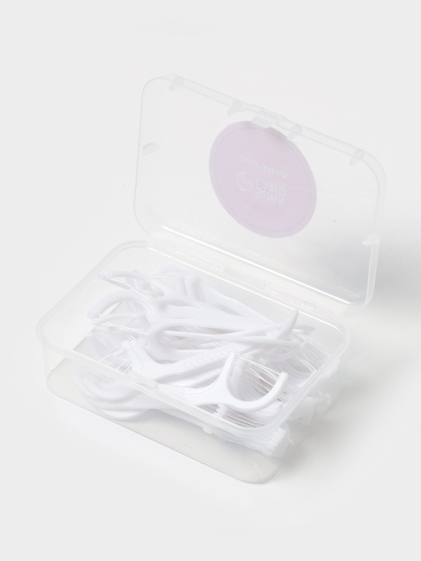 Зубочистки с зубной нитью Доляна, набор 50 шт., пластик, шелковина, белые