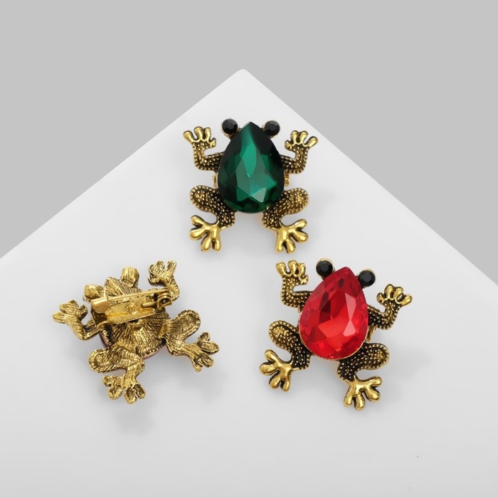 Брошь &laquo;Лягушка&raquo; стекло, цвет МИКС (неделимая фасовка 12 шт., цена за шт.)