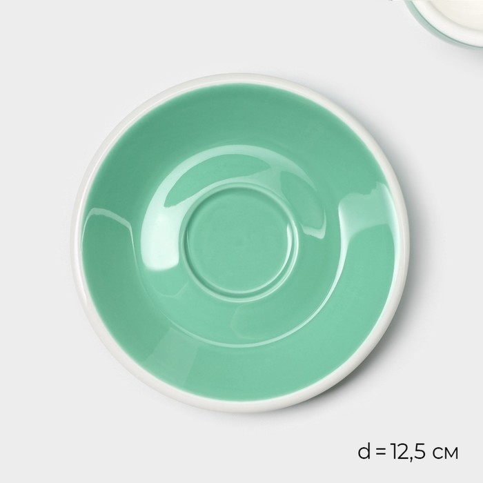 Кофейная пара фарфоровая Magistro Coffee time, 2 предмета: чашка 80 мл, блюдце d=12,5 см, цвет бирюзовый