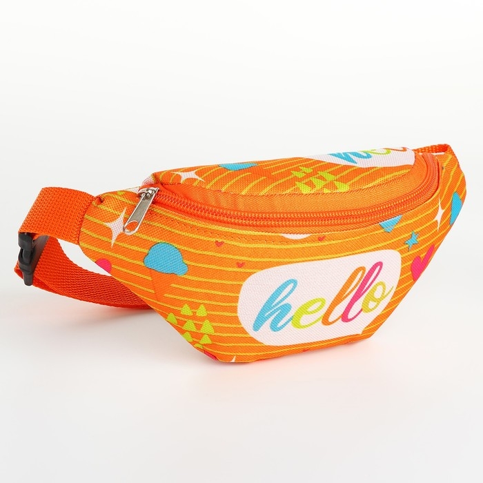 Сумка поясная детская на молнии, цвет оранжевый