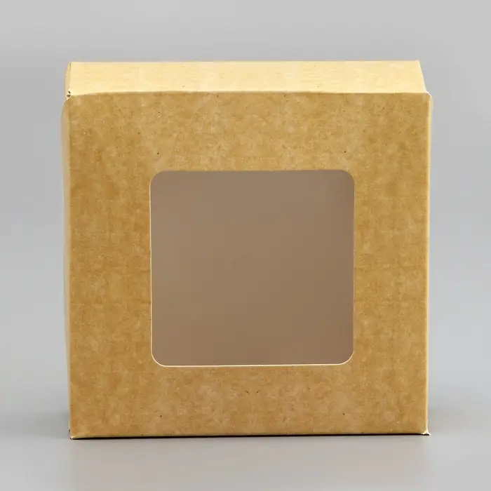 Коробка складная, с окном, крафт, 11.5&times;11.5&times;4 см