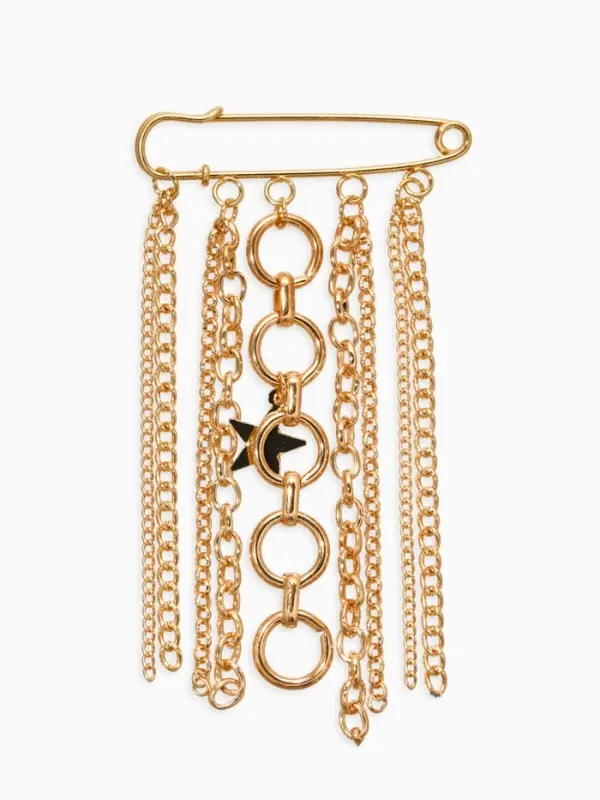 Булавка с подвесами "Звезды", цвет золото L=6см