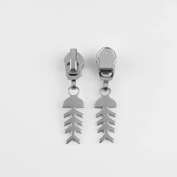 Бегунок для молнии &laquo;Спираль&raquo;, №7, &laquo;Рыба&raquo;, 10 шт., цвет никель