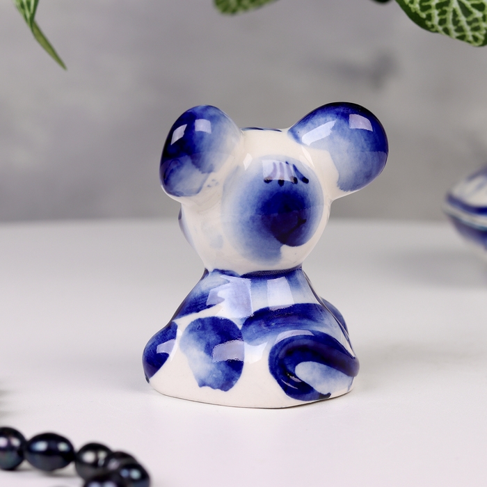 Сувенир гжель &laquo;Мышь&raquo;, бело-синий,керамика,