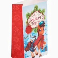 Пакет без ручек  &laquo;С Новым годом&raquo;, конь,  10 &times; 19,5 &times; 7 см