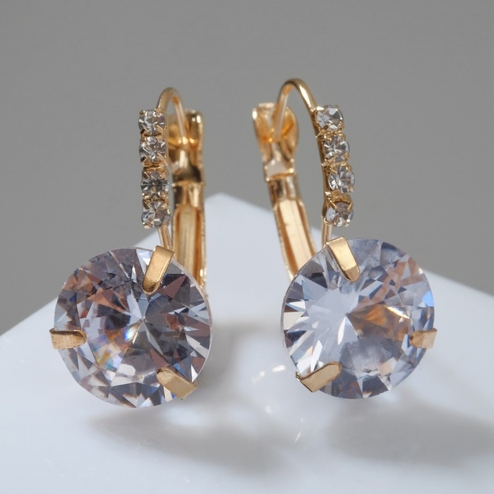 Серьги &laquo;Циркония&raquo; love you, цвет белый в золоте