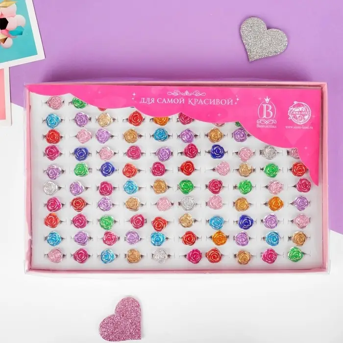 Кольцо детское Выбражулька &laquo;Розочка&raquo;, МИКС, безразмерное