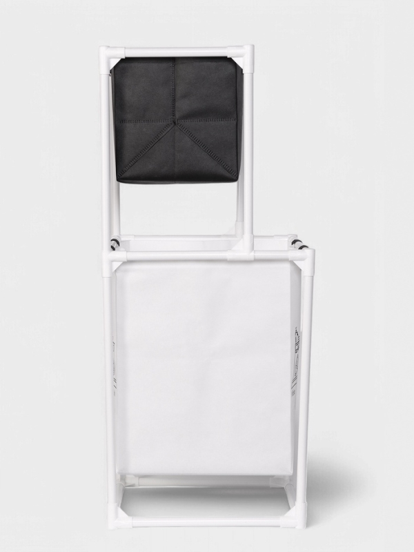 Корзина для белья складная 28х39х95 см, цвет черный, белый