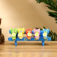 Сувенир "Котята на скамейке" дерево 19х8х6 см, цв. голубой