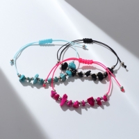 Браслеты-обереги &laquo;Нить желаний&raquo; набор 12 шт., камни, цветные