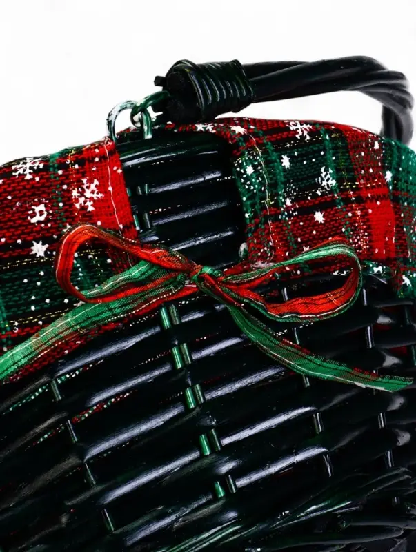 Корзина плетеная 32 х 32 х 14 см, ручка h=14 см зеленый НГ ткань