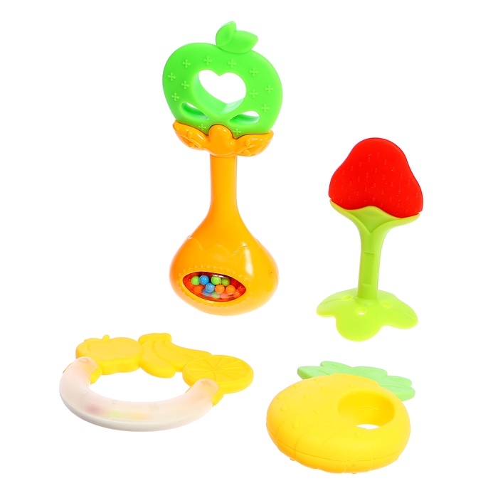 Набор погремушек с прорезывателем для зубов &laquo;Фруктики. Яблоко&raquo;, 4 шт