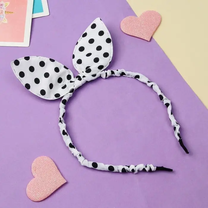 Ободок для волос &laquo;Веселые ушки&raquo;, горох, белый