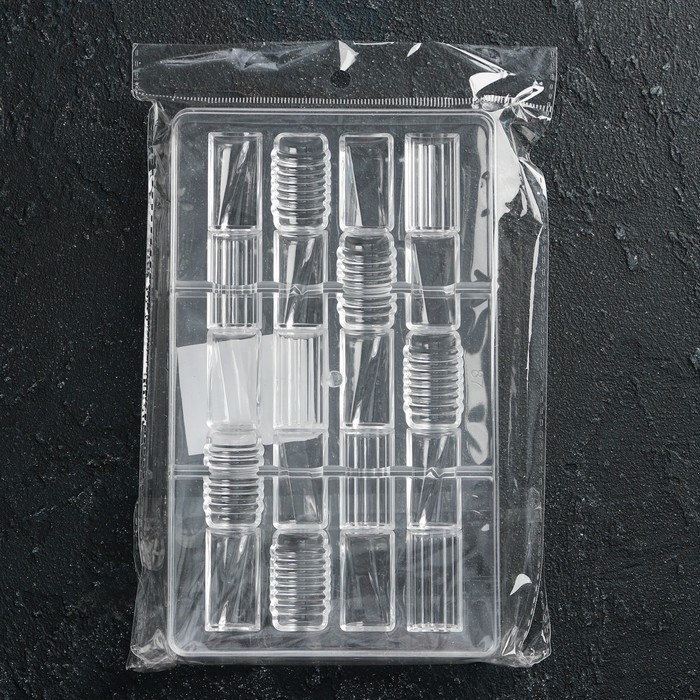 Форма для конфет и шоколада &laquo;Фигурный батончик&raquo;, 20&times;12&times;2,5 см, 20 ячеек 3,3&times;1,6&times;0,8 см, цвет прозрачный