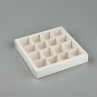 Коробка под 16 конфет с ячейками &laquo;Белая&raquo;, 19 х 19 х 3 см