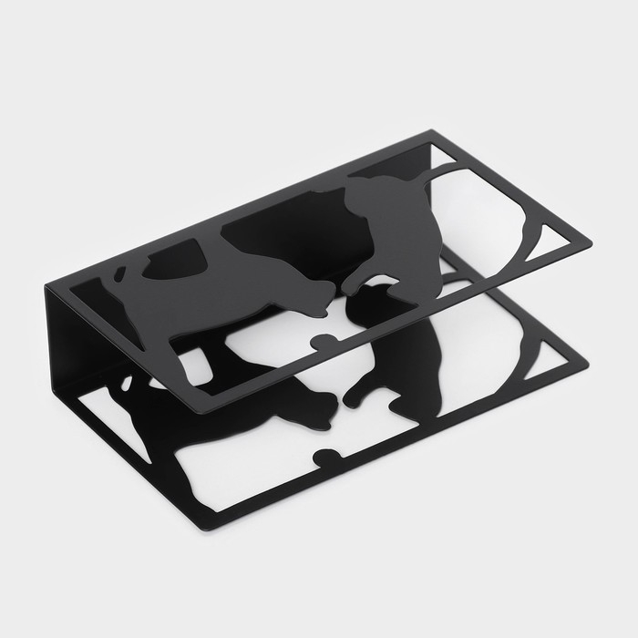 Салфетница Доляна &laquo;Кошки&raquo;, 14&times;4&times;8 см, цвет чёрный