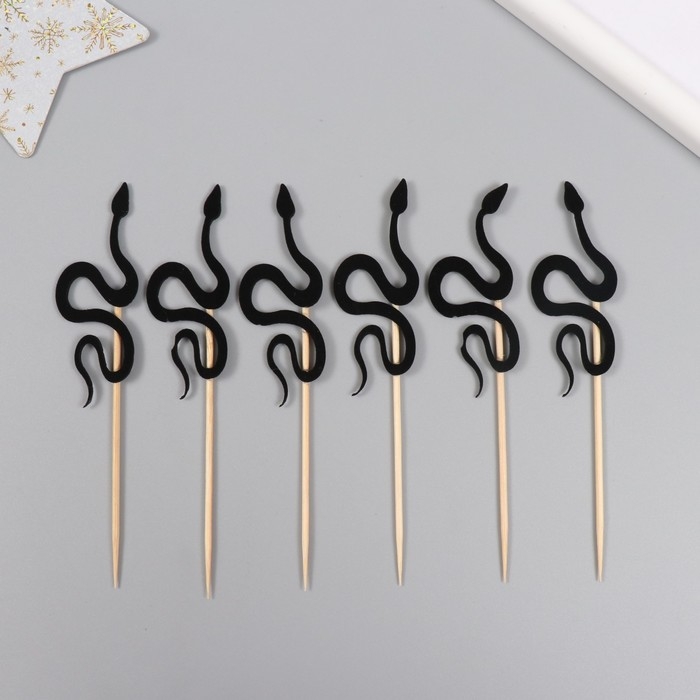 Новогодний топпер для творчества "Чёрная змея" 12.5 см (Новогодний набор 6 шт)