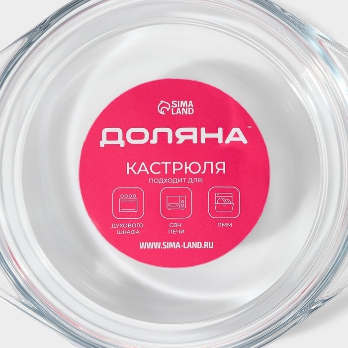 Кастрюля из жаропрочного стекла для запекания Доляна &laquo;Фуэго&raquo;, 3 л, 30,8&times;26,7&times;12 см, с крышкой