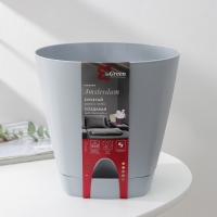 Горшок для цветов с прикорневым поливом Amsterdam, 4 л, d=20 см, h=19 см, цвет серый