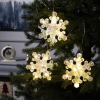 Гирлянда &laquo;Нить-грозди&raquo; 120 см, нить прозрачная, &laquo;Снежинки&raquo;, 30 LED, 4.5В, батарейки ААх3 (нет в комплекте), свечение тёплое белое