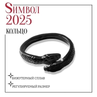 Новый год! Символ года 2025! Кольцо &laquo;Змейки&raquo; встреча, цвет чёрный, безразмерное