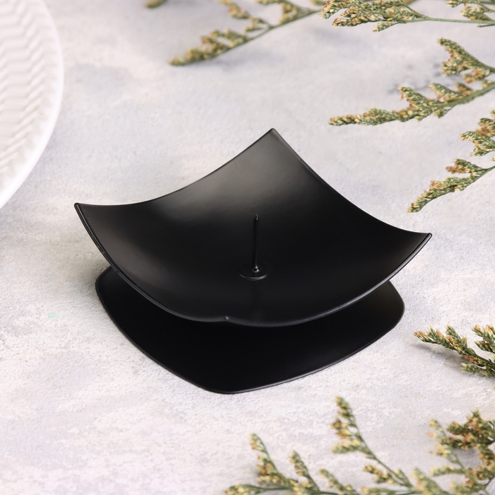 Подсвечник "Кварта" металл на 1 свечу, 7х2,7 см, черный