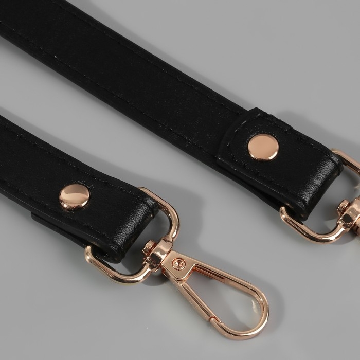 Ручка для сумки, с карабинами, 60 &plusmn; 1 см &times; 2 см, цвет чёрный