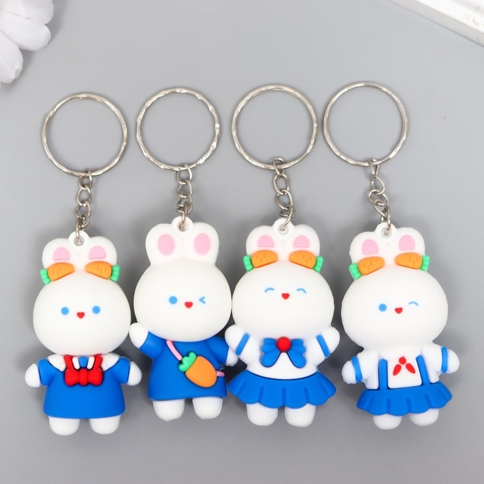 Брелок резина "Зайчик в синем костюмчике" МИКС 2,3х3,2х5 см