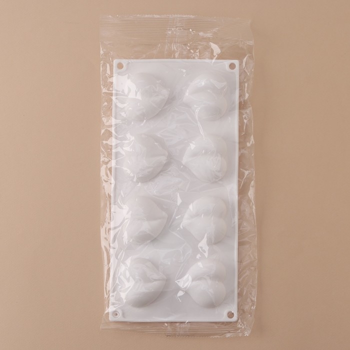 Форма для муссовых десертов и выпечки &laquo;Рандеву&raquo;, 30&times;14,4&times;2 см, 8 ячеек (4,9&times;4,4 см), цвет белый