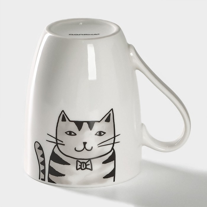 Кружка фарфоровая Доляна &laquo;Кис-кис-мяу&raquo;, 350 мл, цвет белый