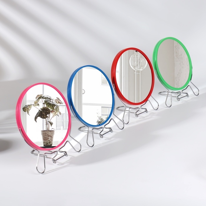 Зеркало настольное - подвесное &laquo;Круг&raquo;, двустороннее, с увеличением, d зеркальной поверхности 14 см, цвет МИКС