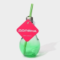 Бокал стеклянный для коктейля с трубочкой Доляна &laquo;Лампочка&raquo;, 280 мл, 7&times;15 см, цвет МИКС