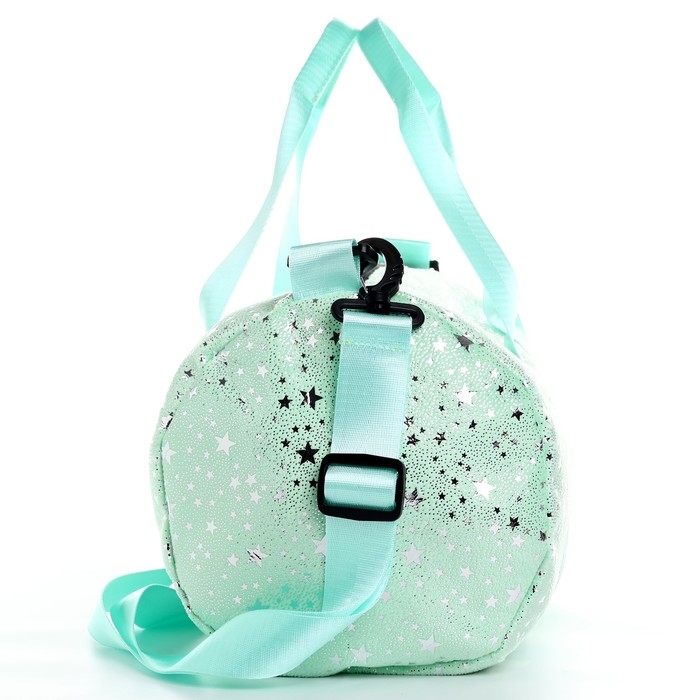 Сумка детская спортивная плюшевая для девочки с блестками &laquo;Звёзды&raquo; мятный