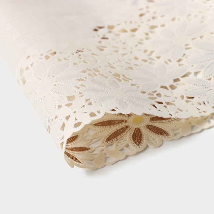 Салфетка ажурная для стола &laquo;Лютики&raquo;, 45&times;30 см , цвет бежево-коричневый